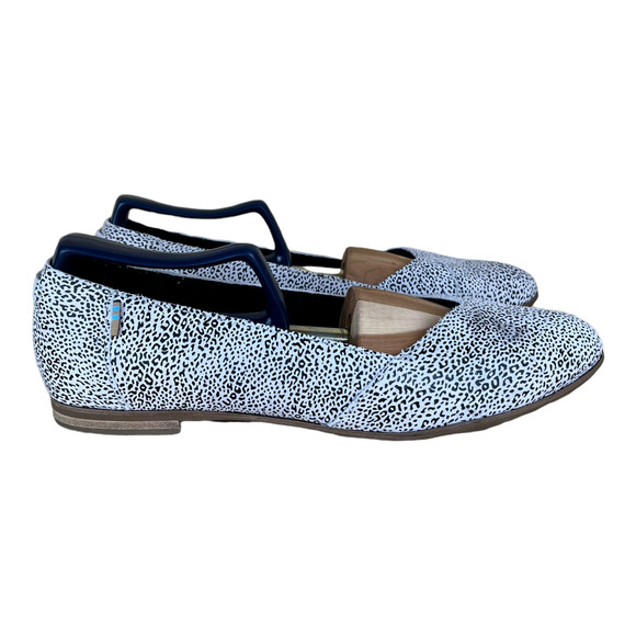 Toms Shoes - Toms Juliet Suede Flat Leopard Slip On Shoes Black Gray Women's Size 8.5